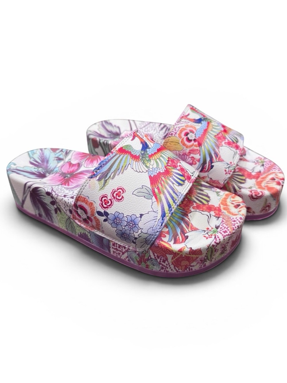 Johnny Was Slides, McDreamer Platform Floral Tropical Print Size 7 - Picture 3 of 14